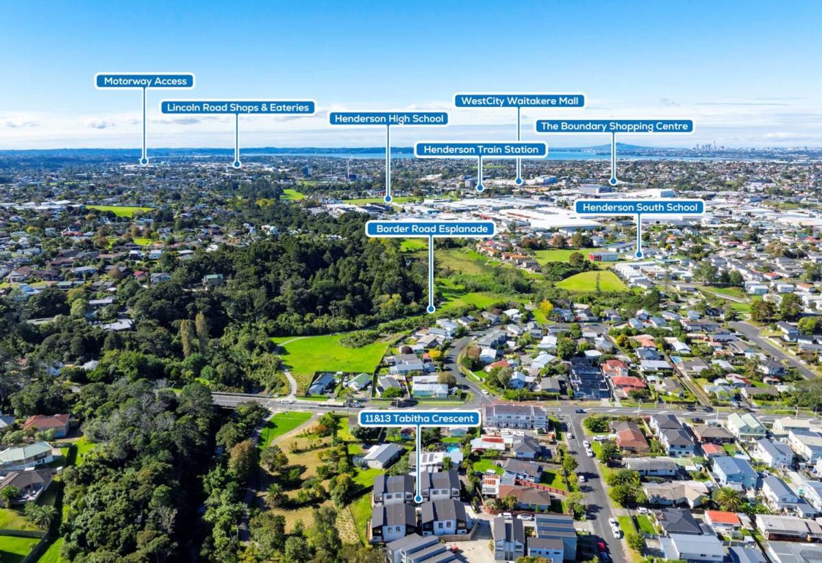 10-year Master Build Guarantee plus a 12-month maintenance warranty, Freehold 4 beds 2.5 baths Duplex home with garage, easy access to train stations, local shops, and motorway links, schools, nearby Opanuku Stream Walkway, 0.6 km to Henderson South School, 11a Tabitha Crescent, Henderson, Auckland