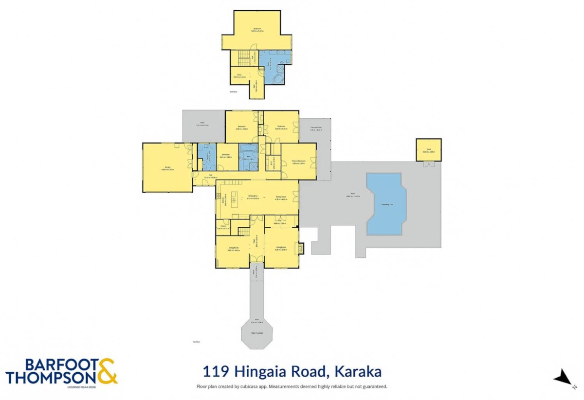 440m2 Renovated 5 beds 2 baths house with double garage and swimming pool on 1.0338ha land, close to schools, shops, motorway access, 0.5 km to Hingaia Peninsula School, 1.5 km to Rosehill Intermediate and Rosehill College, 119 Hingaia Road, Karaka, Auckland