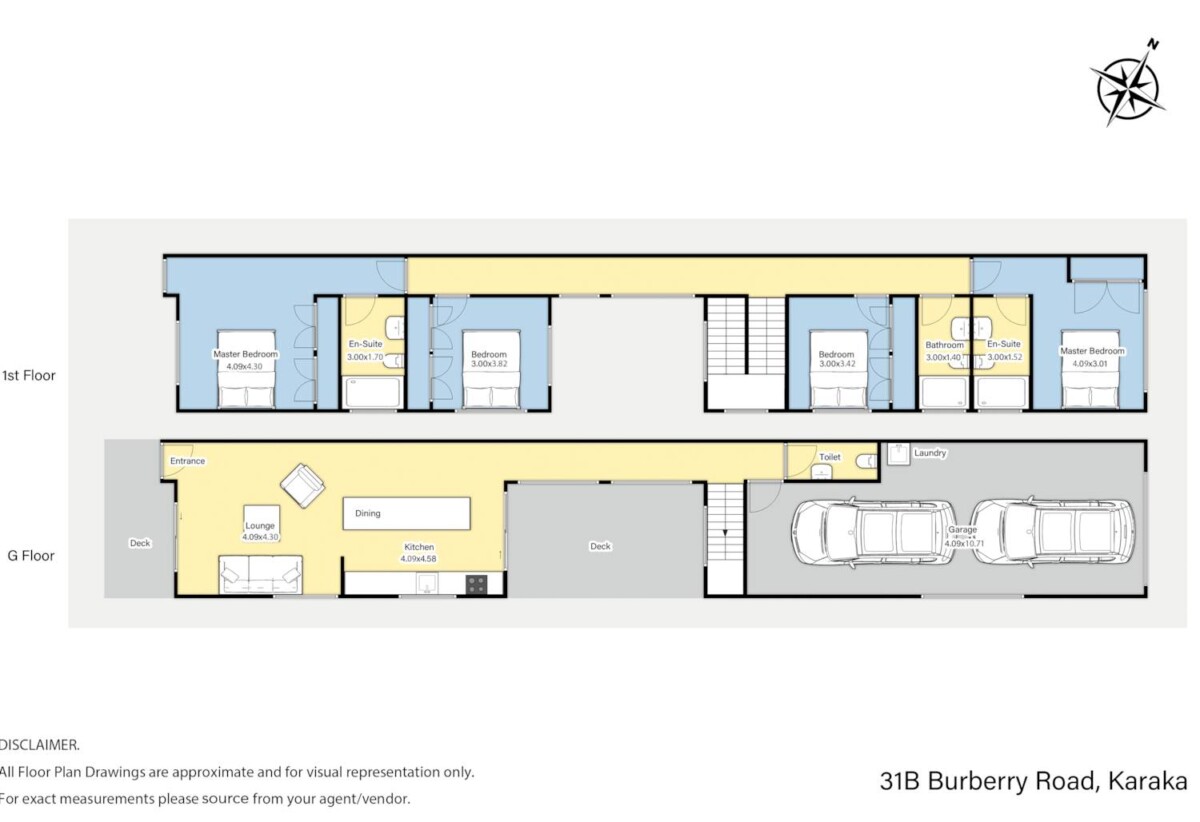 Brandnew Brick 4 beds (2 ensuites) 3 baths home with garage for 2 cars, 0.4 km to Ngakoroa School, easy access to motorway, the upcoming train station in Drury, with major developments including Costco and a new town centre on the horizon, 31B Burberry Road, Karaka, Auckland