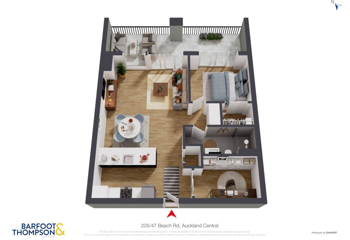 Auckland Girls’ Grammar School zone, Freehold 2 beds 1 bath apartment, 85sqm including a large balcony of approx. 21sqm, Underfloor heating in bathroom, Current weekly rental income of $670/pw, with a fixed term end on 11 Aug 2026, 205/47 Beach Road, City Centre, Auckland