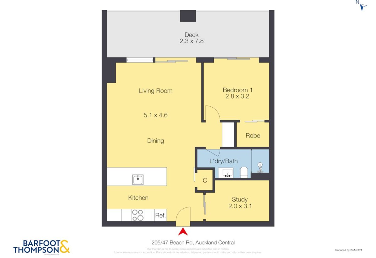 Auckland Girls’ Grammar School zone, Freehold 2 beds 1 bath apartment, 85sqm including a large balcony of approx. 21sqm, Underfloor heating in bathroom, Current weekly rental income of $670/pw, with a fixed term end on 11 Aug 2026, 205/47 Beach Road, City Centre, Auckland