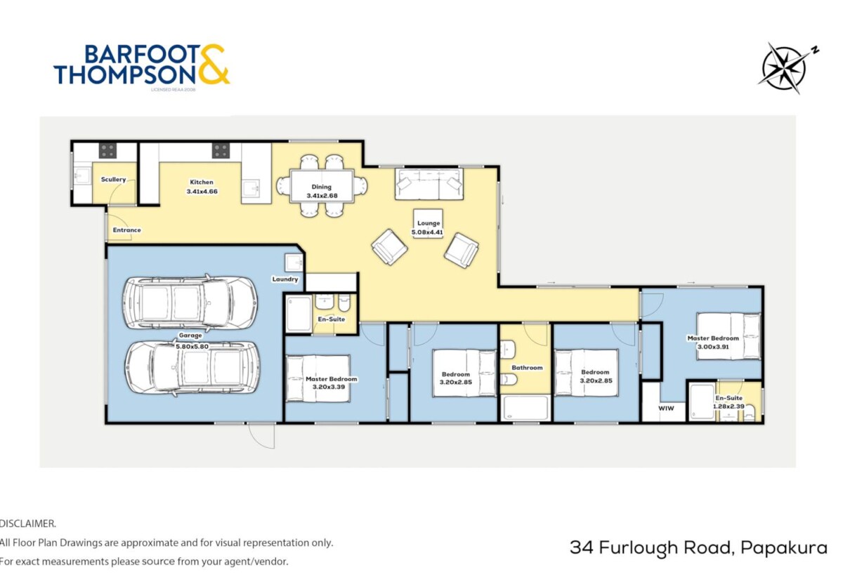 Move-in ready, 2 Kitchens & 2 Ensuites, 163m2 Brandnew 4 beds 3 baths house with double garage on 327m2 section, close to Papakura town centre, schools, 34 Furlough Road, Papakura, Auckland