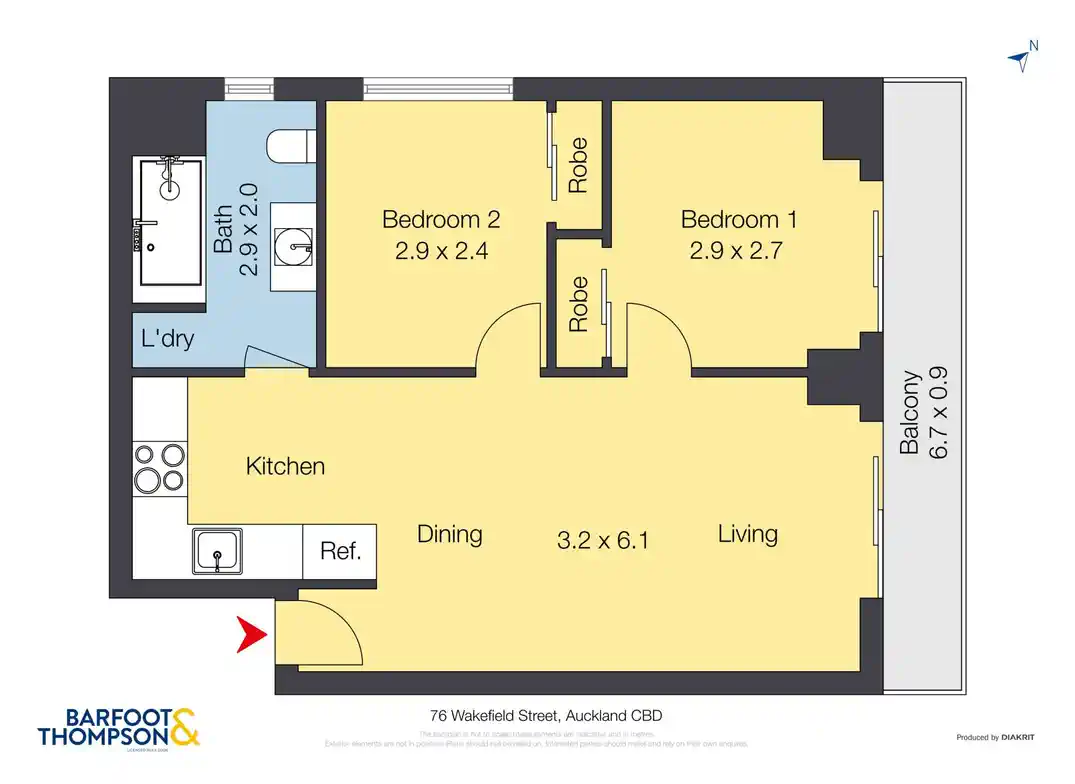 Double Grammar school zone, Freehold 2 beds 1 bath apartment, 51m2 plus a spacious balcony, 1.1 km to Auckland Girls’ Grammar School, 1.7 km to Auckland Grammar, 911/76 Wakefield Street, City Centre, Auckland