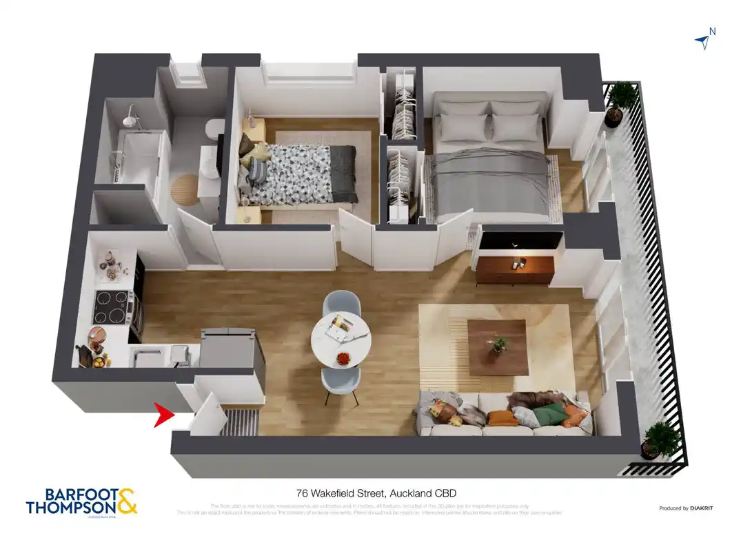 Double Grammar school zone, Freehold 2 beds 1 bath apartment, 51m2 plus a spacious balcony, 1.1 km to Auckland Girls’ Grammar School, 1.7 km to Auckland Grammar, 911/76 Wakefield Street, City Centre, Auckland