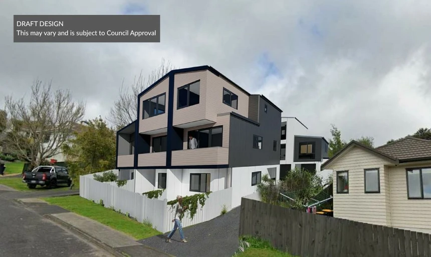 Must sell, Urgent sell, 3 beds 1 bath house on 651m2 section with RC, BC, EPA for 6 new home: 5 x three-storey units and 1 x two-storey unit, each unit has a carport, currently rented at $500 per week, 40 Holmes Drive South Massey, Auckland