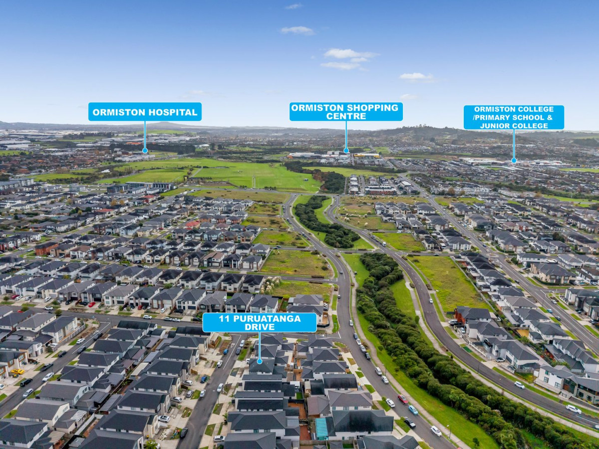5 beds (3 ensuites) 4.5 baths house with 1 bed granny, a garage and 3 on-site parking spaces, Central heating & cooling system, Built-in background music system, Zoned for Ormiston Primary, Junior & Senior College, 11 Puruatanga Drive, Flat Bush, Auckland