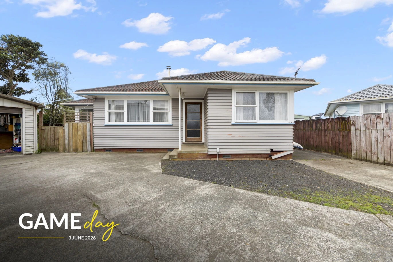 Once over 50 years, 713m2 section, 3 beds + Portable cabin included, 1 bath house with double garage, Handy Mangere location close to schools, shops, motorway access, and transport routes, 16 Lavinia Crescent Mangere East,, Auckland