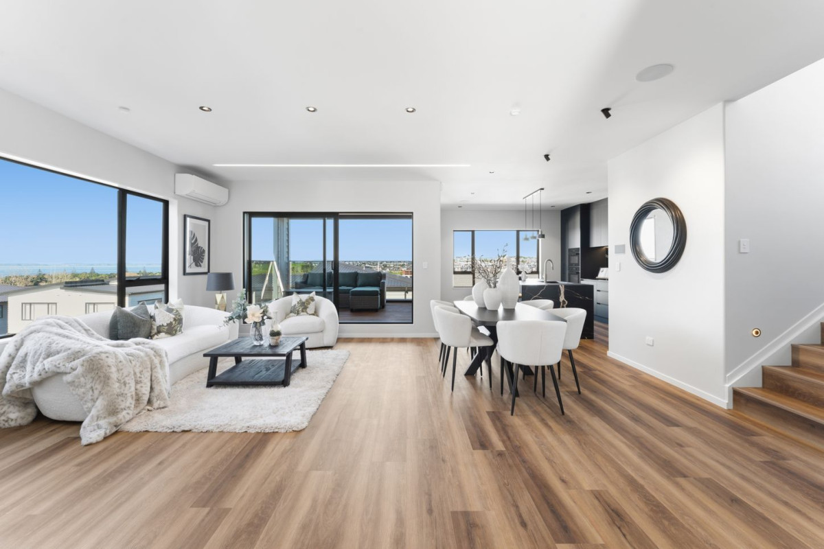 Uninterrupted sea views, 348m2 5 beds 5.5 baths house with double garage and 2-beds granny on 470m2 section, moments from Long Bay Beach and Long Bay Regional Park, shops, supermarket, schools, zoned for Long Bay College, Long Bay School, and Northcross Intermediate, 25 Kumukumu Road, Long Bay, Auckland