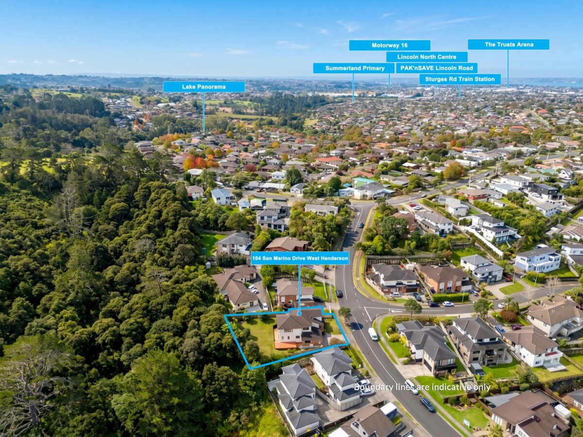 273m2 5 beds 3 baths house with double garage and views on 652m2 section, 1 bed 1 bath ground floor, Zoned for Western Heights School and close to local amenities, parks and transport links, 104 San Marino Drive West, Henderson, Auckland