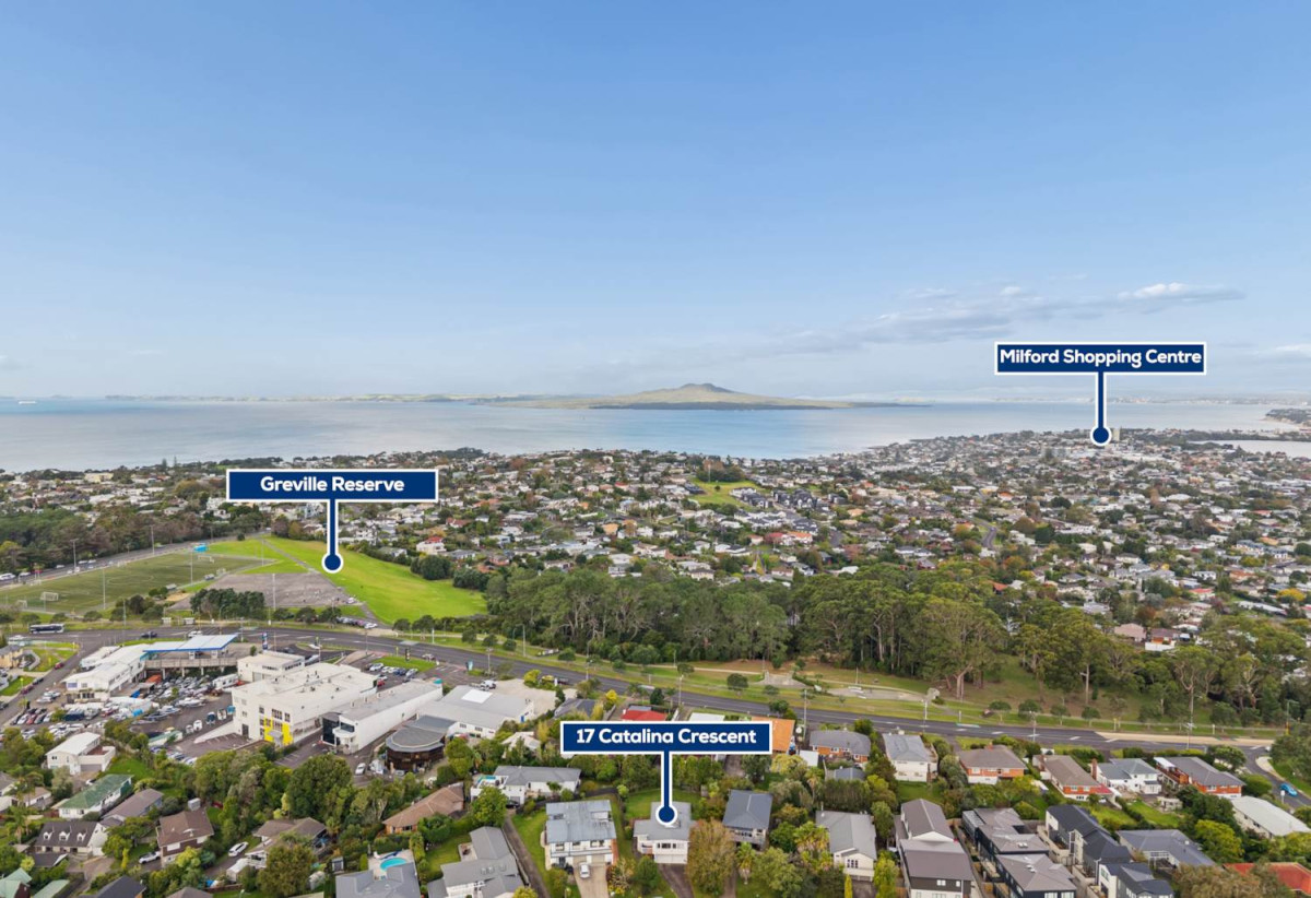 Double Westlake school zone, 688m2 section, 3 beds 1 bath house with double garage, zoned for Campbells Bay Primary and Westlake Boys’ & Girls’ High Schools, and just minutes to local shops, beaches, motorway access, 17 Catalina Crescent, Forrest Hill, Auckland