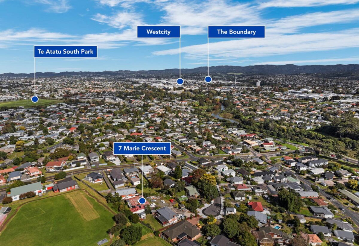 3 beds house on 1037m2 section with RC for five mixed detached and duplex dwellings (each with a garage), and Watercare has formally confirmed sufficient wastewater capacity, minutes to the motorway access, schools, and Henderson’s core — Unitec, West Wave, Westfield Mall, Event Cinemas, 0.2 km to Edmonton School, 7 Marie Crescent, Te Atatu South, Auckland
