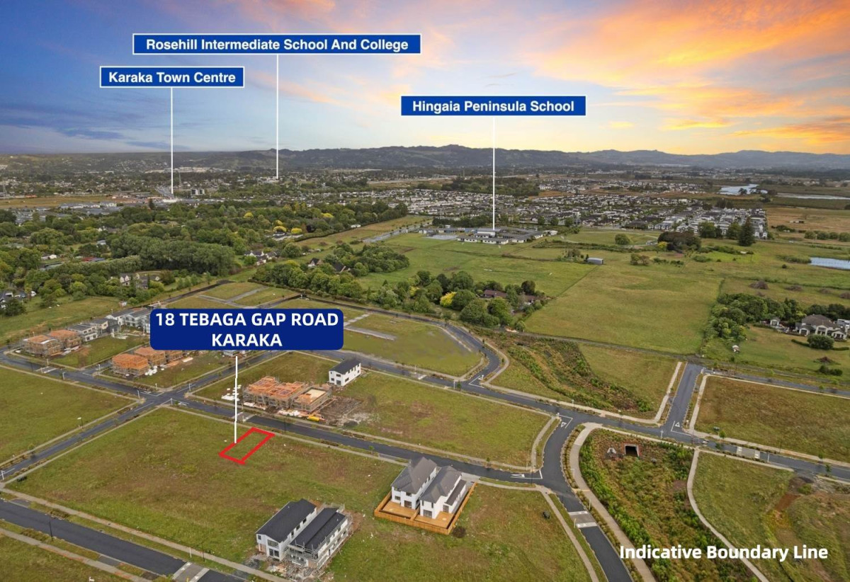 350m2 section, Title issued, services on site, ready for your next project. Concept plans are available for an approximately 264m² two-level home (subject to council approval) ( 6 beds house with 2 beds granny), Close to local schools, parks, easy motorway access, 0.6 km to Hingaia Peninsula School, 18 Tebaga Gap Road, Karaka, Auckland