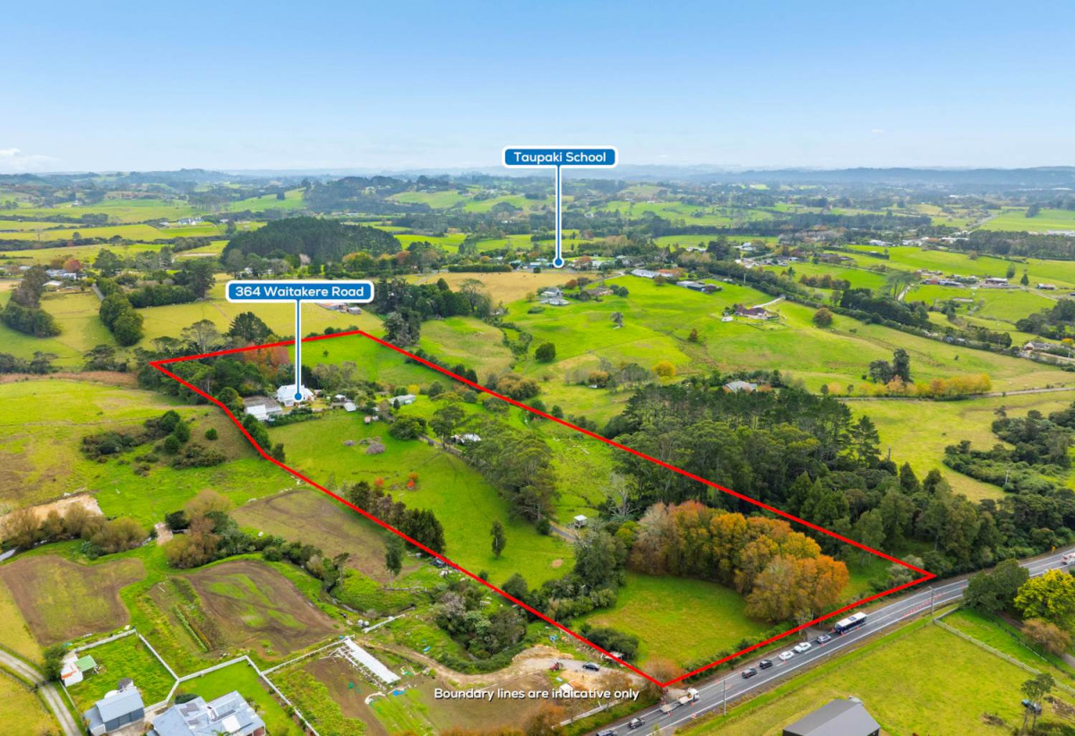 5.2457ha section, More than 320m2 Lifestyle 5 beds 3 baths house, storage for cars or tractors, seven paddocks, mature trees, a natural spring, landscaped ponds, a tennis court and a heated 100,000-litre swimming pool. Downstairs A home theatre, rumpus room, larder, laundry, linen room, sauna, bathroom and generous storage, 0.4 km to Taupaki School, 364 Waitakere Road, Taupaki, Auckland