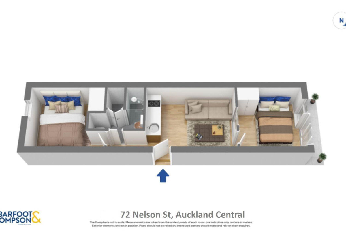 Auckland Girls’ Grammar School zone, Freehold 2 beds 1 bath apartment, 32sqm internal size PLUS a good-sized balcony, Full furniture package is included, move-in ready, 0.9 km to Auckland Girls’ Grammar School, 1229/72 Nelson Street, City Centre, Auckland