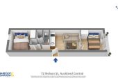 Auckland Girls’ Grammar School zone, Freehold 2 beds 1 bath apartment, 32sqm internal size PLUS a good-sized balcony, Full furniture package is included, move-in ready, 0.9 km to Auckland Girls’ Grammar School, 1229/72 Nelson Street, City Centre, Auckland
