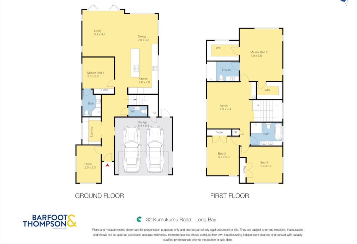 10-Year Master Builder Guarantee, Brandnew 4 beds (2 ensuites) + large study room 3.5 baths house with double garage, Sea views, 1 ensuite and study room ground floor, 1.3 km to Long Bay School and Long Bay College, 32 Kumukumu Road, Long Bay, Auckland