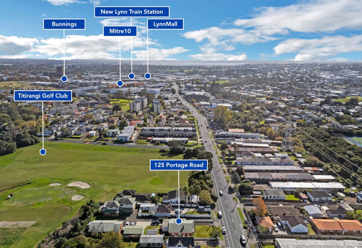 4 beds 2 baths house with standalone double garage on 1012m2 section, Approximately 600–700 metres to New Lynn Train Station and Bus Depot, Close to local shops, schools, and amenities, 0.3 km to Blockhouse Bay Intermediate, 125 Portage Road, New Lynn, Auckland