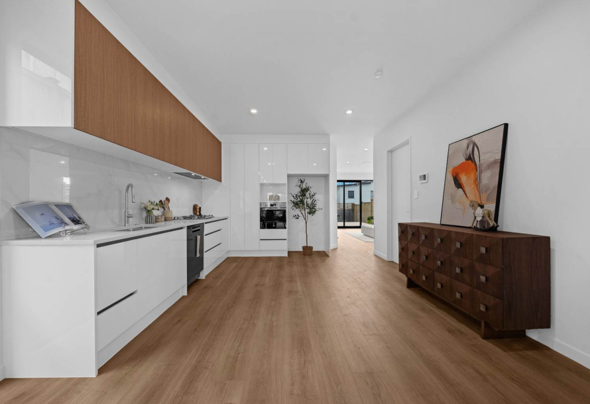 Brandnew 4 beds (2 ensuites) 3.5 bath house, Bonus room—perfect as a study, home office, or nursery, 1 ensuite ground floor, a tandem garage plus two extra off parking spaces, minutes to Ormiston Town Centre and Botany Shopping Mall, schools, 0.4 km to Te Uho o Te Nikau Primary School, 1.2 km to Ormiston Junior College, 1.3 km to Ormiston Senior College, 27 Obelus Road, Flat Bush, Auckland