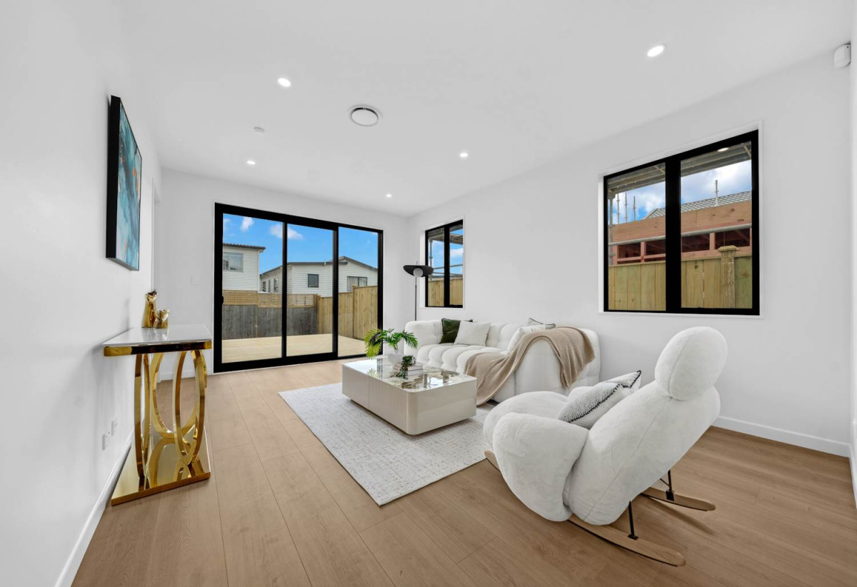 Brandnew 4 beds (2 ensuites) 3.5 bath house, Bonus room—perfect as a study, home office, or nursery, 1 ensuite ground floor, a tandem garage plus two extra off parking spaces, minutes to Ormiston Town Centre and Botany Shopping Mall, schools, 0.4 km to Te Uho o Te Nikau Primary School, 1.2 km to Ormiston Junior College, 1.3 km to Ormiston Senior College, 27 Obelus Road, Flat Bush, Auckland