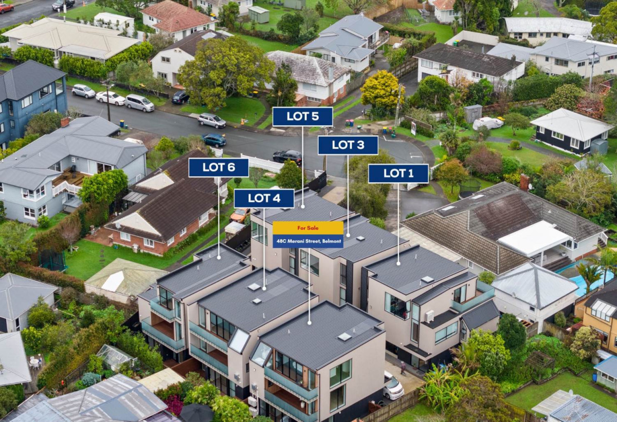 Brandnew standalone 4 beds (2 ensuites) 3.5 baths home with double garage, 1 ensuite ground floor, within easy reach of beaches, cafés, shopping, transport, schools, 0.4 km to Belmont School (Auckland), 0.7 km to Belmont Intermediate, 1 km to Takapuna Grammar School, 48C Merani Street, Belmont, Auckland
