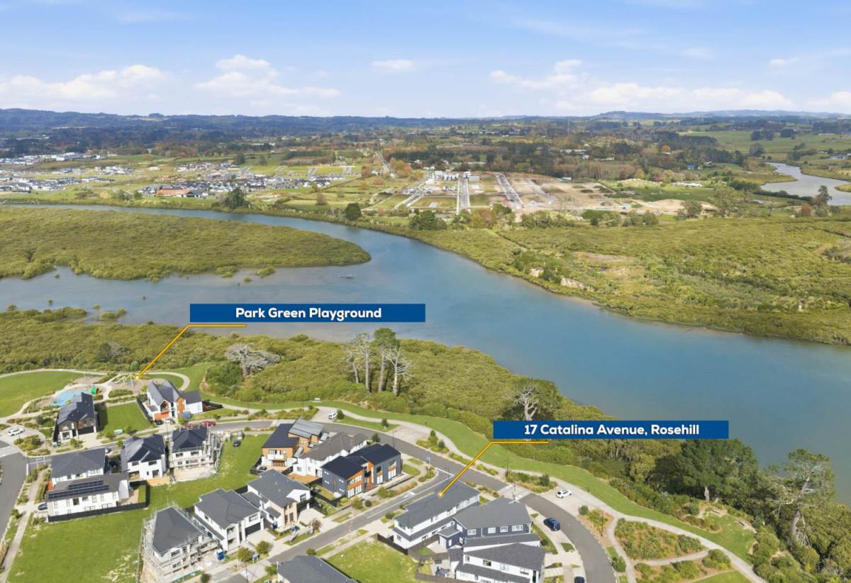 Next To Reserve With Water View, Brandnew 6 beds 5.5 baths house with double garage and 2-beds granny on 411m2 section, close to schools, shops, motorway access, 0.5 km to Mangapikopiko School, 17 Catalina Avenue, Rosehill, Auckland