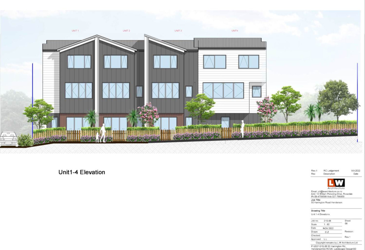 701m2 section, 3 beds 1 bath house with RC, BC, EPA in place for a six-lot development, RC issued in May 2023, EPA issued in July 2023, BC issued in March 2024, the house currently rented for $450 per week until July 2026, close to schools, Universal Drive, WestCity Shopping Centre, easy motorway access, 0.9 km to Waitakere College, 50 Harrington Road, Henderson, Auckland