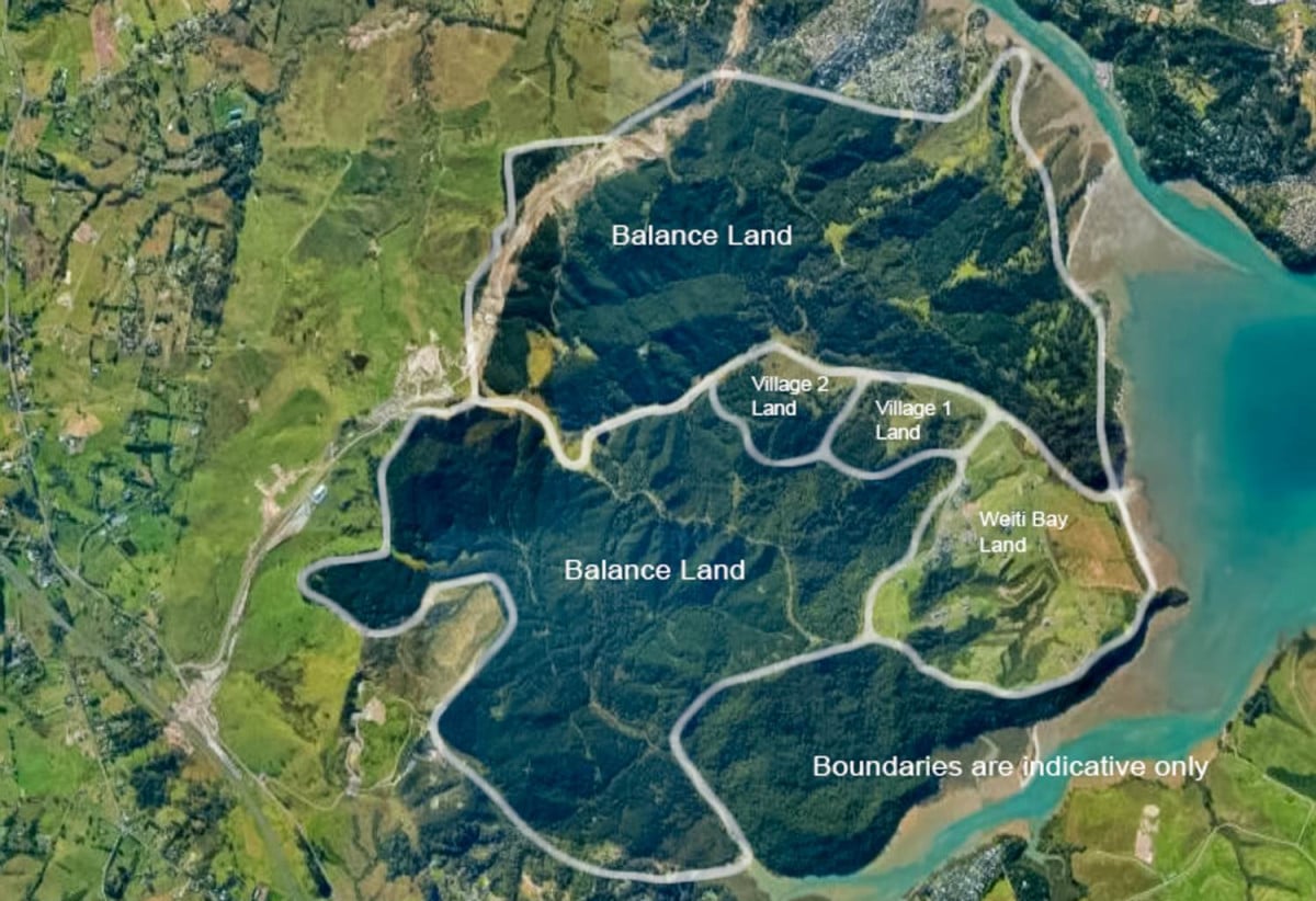 HIGH COURT SALE, two sections (a) 23.6893 ha + (b) 716.3948 ha, Village 2/& Balance Land, Ara Weiti Road, Okura Bush, Auckland