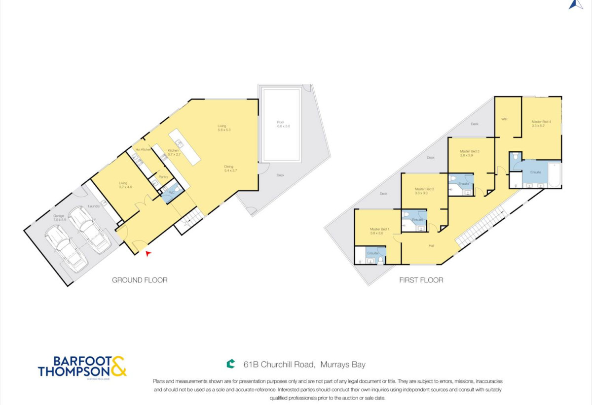 Rangitoto College zone, Sea Views, 4 beds (4 ensuites) 4.5 baths house with swimming pool and double garage, Direct private walkway to Churchill Cove Beach and reserve, close to schools, shops, supermarket, 0.9 km to Murrays Bay School, 61B Churchill Road, Murrays Bay, Auckland
