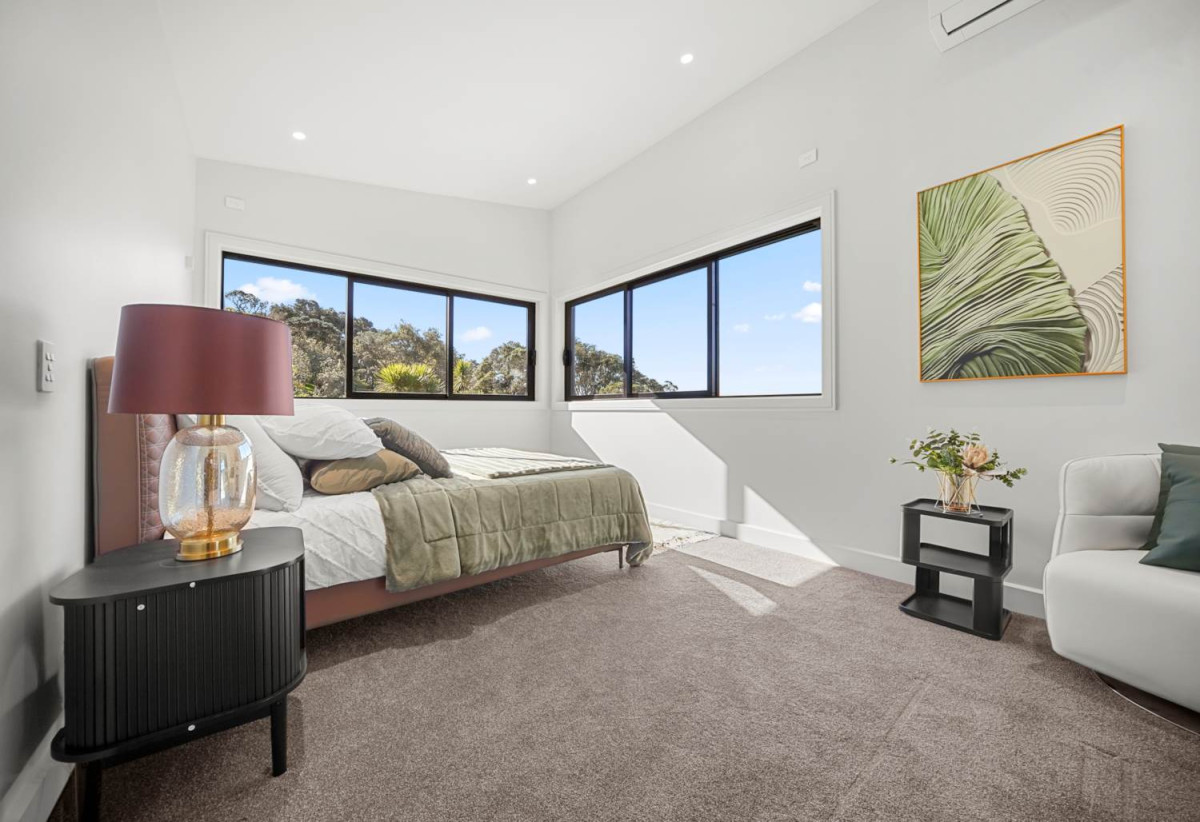 Rangitoto College zone, Sea Views, 4 beds (4 ensuites) 4.5 baths house with swimming pool and double garage, Direct private walkway to Churchill Cove Beach and reserve, close to schools, shops, supermarket, 0.9 km to Murrays Bay School, 61B Churchill Road, Murrays Bay, Auckland