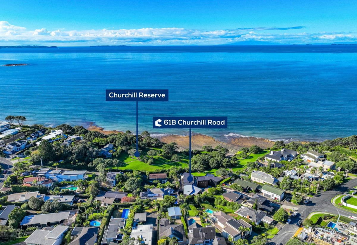 Rangitoto College zone, Sea Views, 4 beds (4 ensuites) 4.5 baths house with swimming pool and double garage, Direct private walkway to Churchill Cove Beach and reserve, close to schools, shops, supermarket, 0.9 km to Murrays Bay School, 61B Churchill Road, Murrays Bay, Auckland