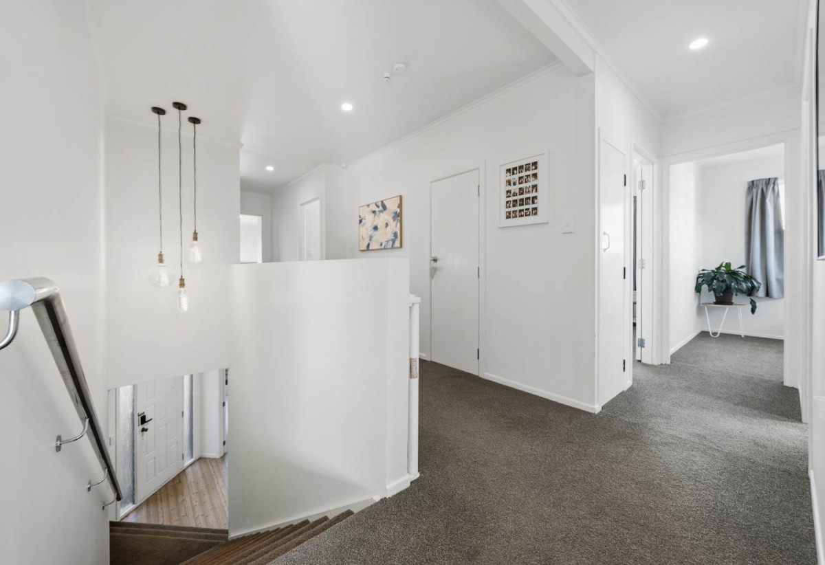 746m2 section, 4 beds (1 ensuite) + study room 2 baths house with garage, Downstairs offers internal access garaging plus a versatile rumpus room, move-in ready, close to schools, shops, supermarkets, 0.2 km to Riverhills School, 127 Ennis Avenue, Pakuranga Heights, Auckland