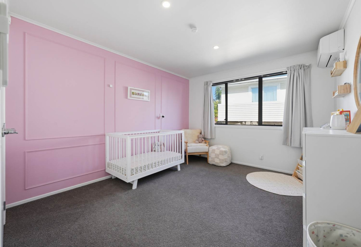 746m2 section, 4 beds (1 ensuite) + study room 2 baths house with garage, Downstairs offers internal access garaging plus a versatile rumpus room, move-in ready, close to schools, shops, supermarkets, 0.2 km to Riverhills School, 127 Ennis Avenue, Pakuranga Heights, Auckland