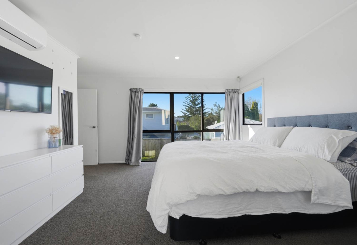 746m2 section, 4 beds (1 ensuite) + study room 2 baths house with garage, Downstairs offers internal access garaging plus a versatile rumpus room, move-in ready, close to schools, shops, supermarkets, 0.2 km to Riverhills School, 127 Ennis Avenue, Pakuranga Heights, Auckland