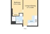 Auckland Girls’ Grammar School zone, Freehold 1 bed 1 bath apartment, 38sqm plus a balcony, Located on the 30th level with sweeping harbour, Sky Tower and city views, Access to excellent resident facilities, including a gym and a swimming pool, 1.8 km to Auckland Girls’ Grammar School, 30F/16 Gore Street, City Centre, Auckland