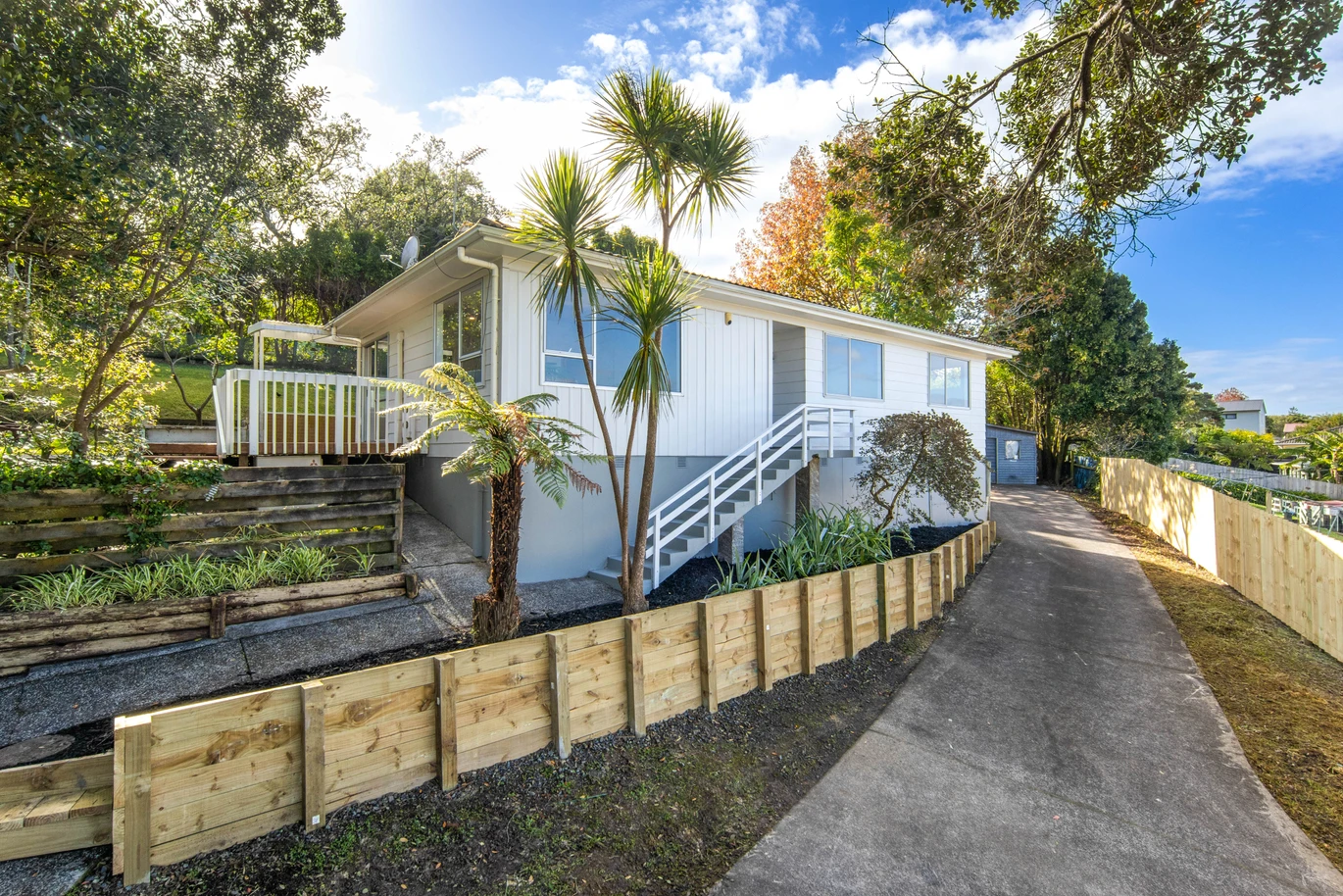 Renovated 3 beds 1 bath house on 1128m2 section, with a deck and pergola, a single garage and additional open parking spaces for up to five vehicles, 12 Glenbervie Crescent Massey,, Auckland