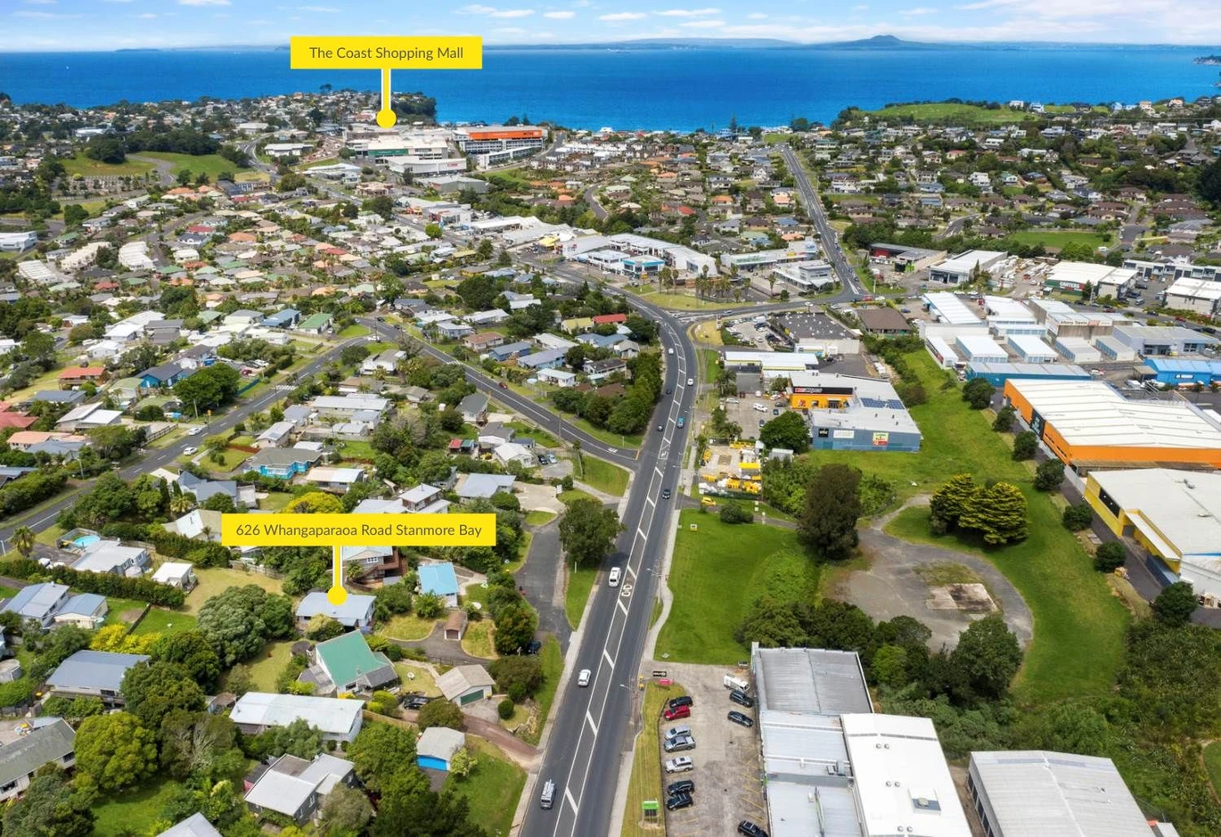 Home and income on 885m2 section, Main Home: Solid 1960s build with 3 bedrooms, 2 bathrooms, separate studio, and carport, Minor Dwelling: Built in 2019 (CCC issued) featuring 2 bedrooms, double glazing, chef’s kitchen, large entertaining deck, and off-street parking. Healthy Homes Certificate available. Less than 1km from major retail (New World, Whangaparaoa Shopping Centre, Hoyts). 628 Whangaparaoa Road Stanmore Bay, Auckland