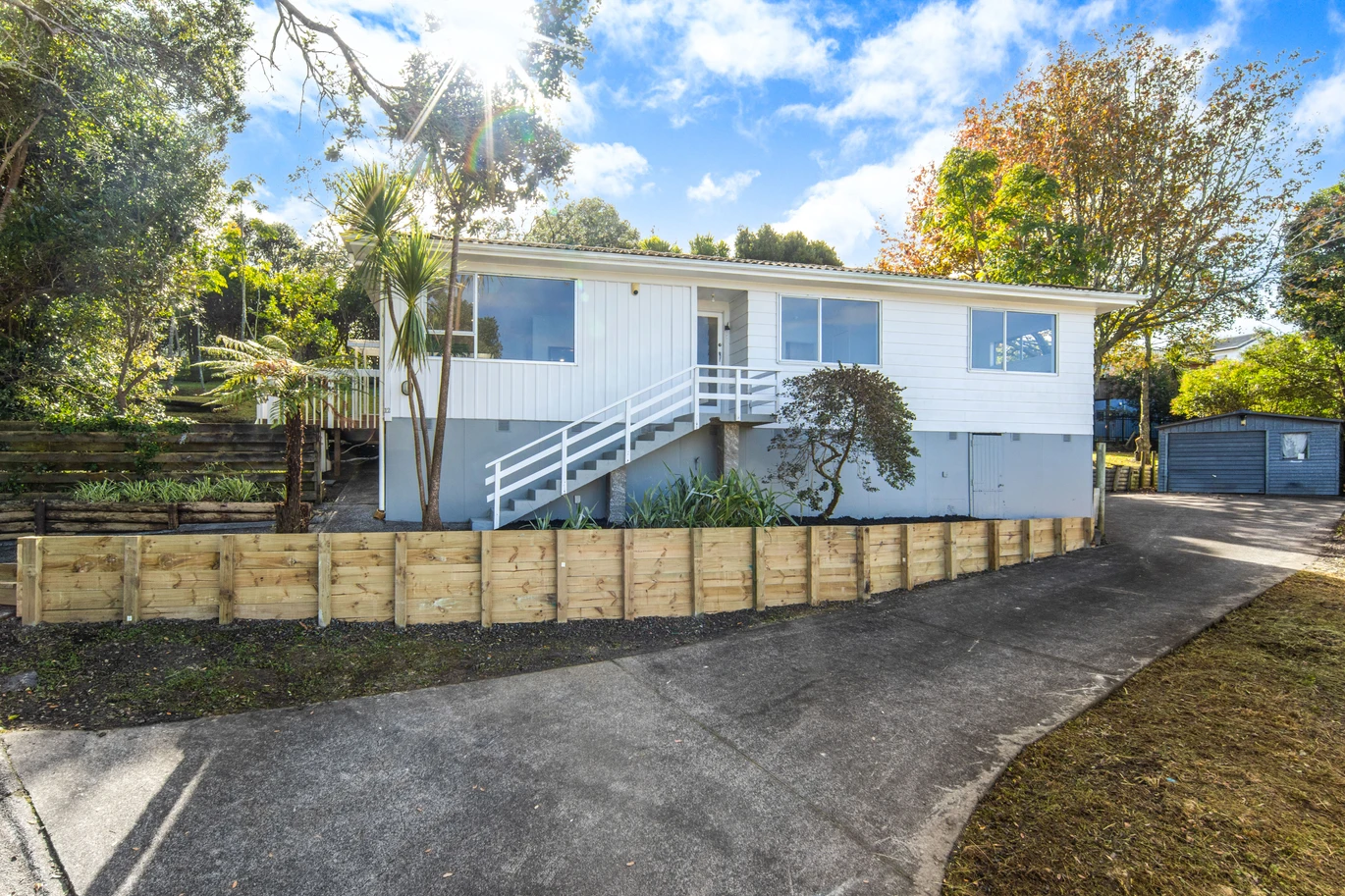 Renovated 3 beds 1 bath house on 1128m2 section, with a deck and pergola, a single garage and additional open parking spaces for up to five vehicles, 12 Glenbervie Crescent Massey,, Auckland