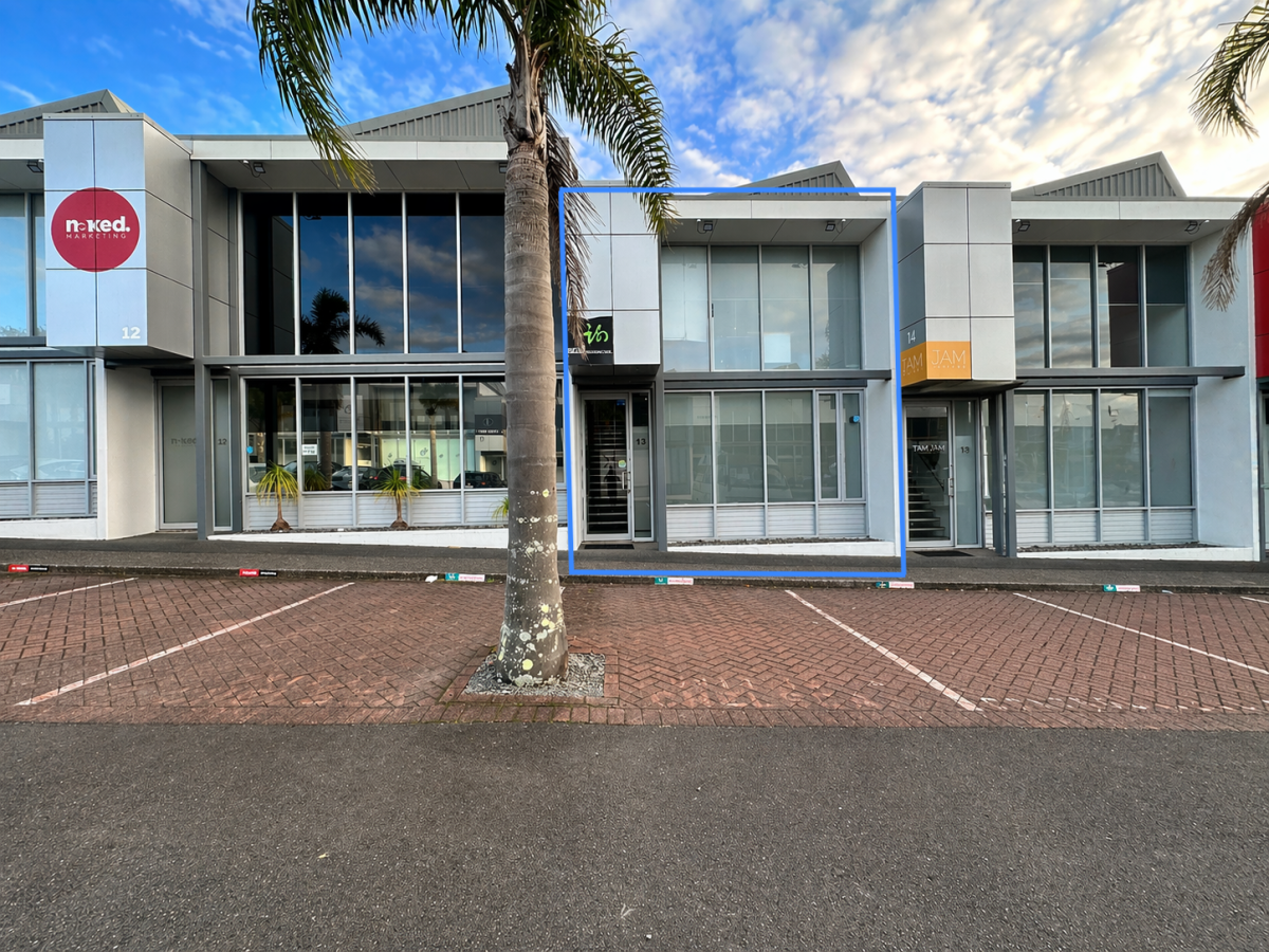 Approx. 84sqm office space across two levels, Two exclusive onsite car parks, Modern amenities include a bathroom, kitchenette, security system, and heat pump, Outgoings approx. $7,030.77 + GST per annum, Available for lease or purchase, 13/40 Arrenway Drive, Rosedale, Auckland