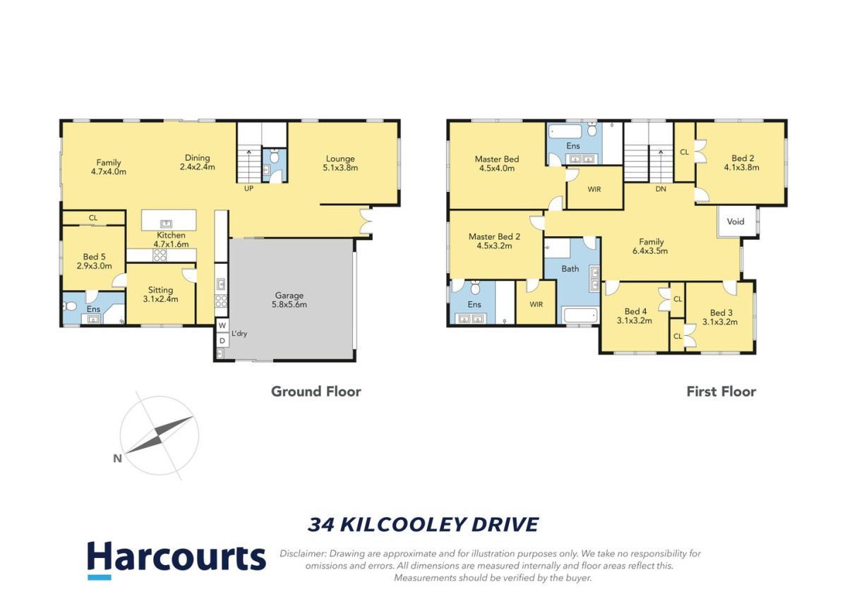 Mission Heights school zone, 2 Kitchens, Clever 1 + 5 layout, 6 beds (3 ensuites) 4.5 baths house, double garage, 34 Kilcooley Road, Flat Bush, Auckland