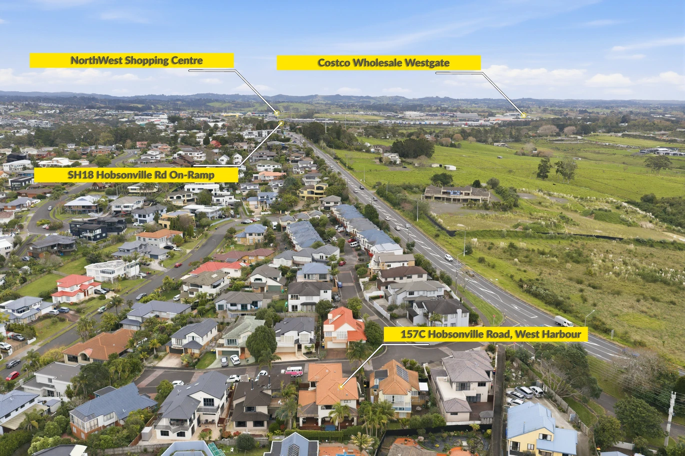 Built with a modern cavity system, 247m2 4 beds 2.5 baths house with double garage and a basement wine cellar, zoned for Marina View School, Hobsonville School, Hobsonville Point Secondary School, St Paul’s School, 157C Hobsonville Road West Harbour, Auckland