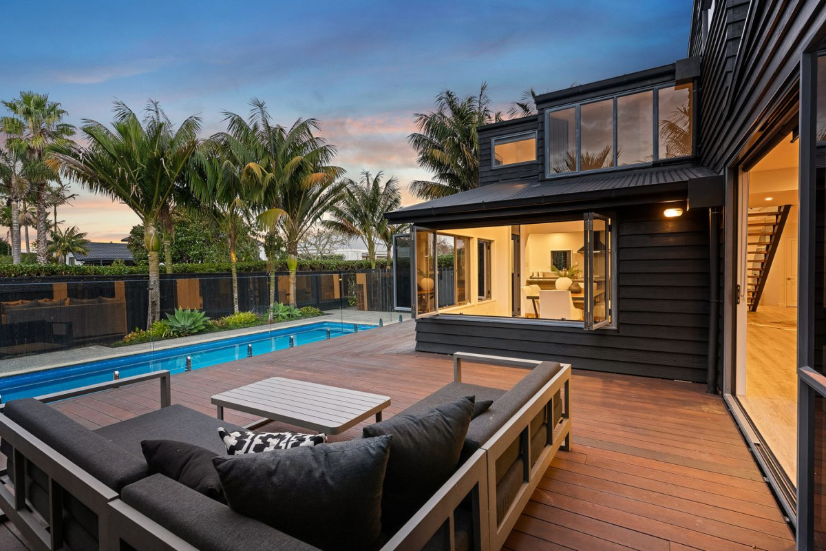 Overseas vendors committed to sell, 1420m2 section, Over 400m2 5 beds 3.5 baths, double garage, swimming pool, Striking cedar architectural home offering resort-style family living, moments from Wainoni Park and local amenities, 6 Birchwood Grove, Greenhithe, Auckland