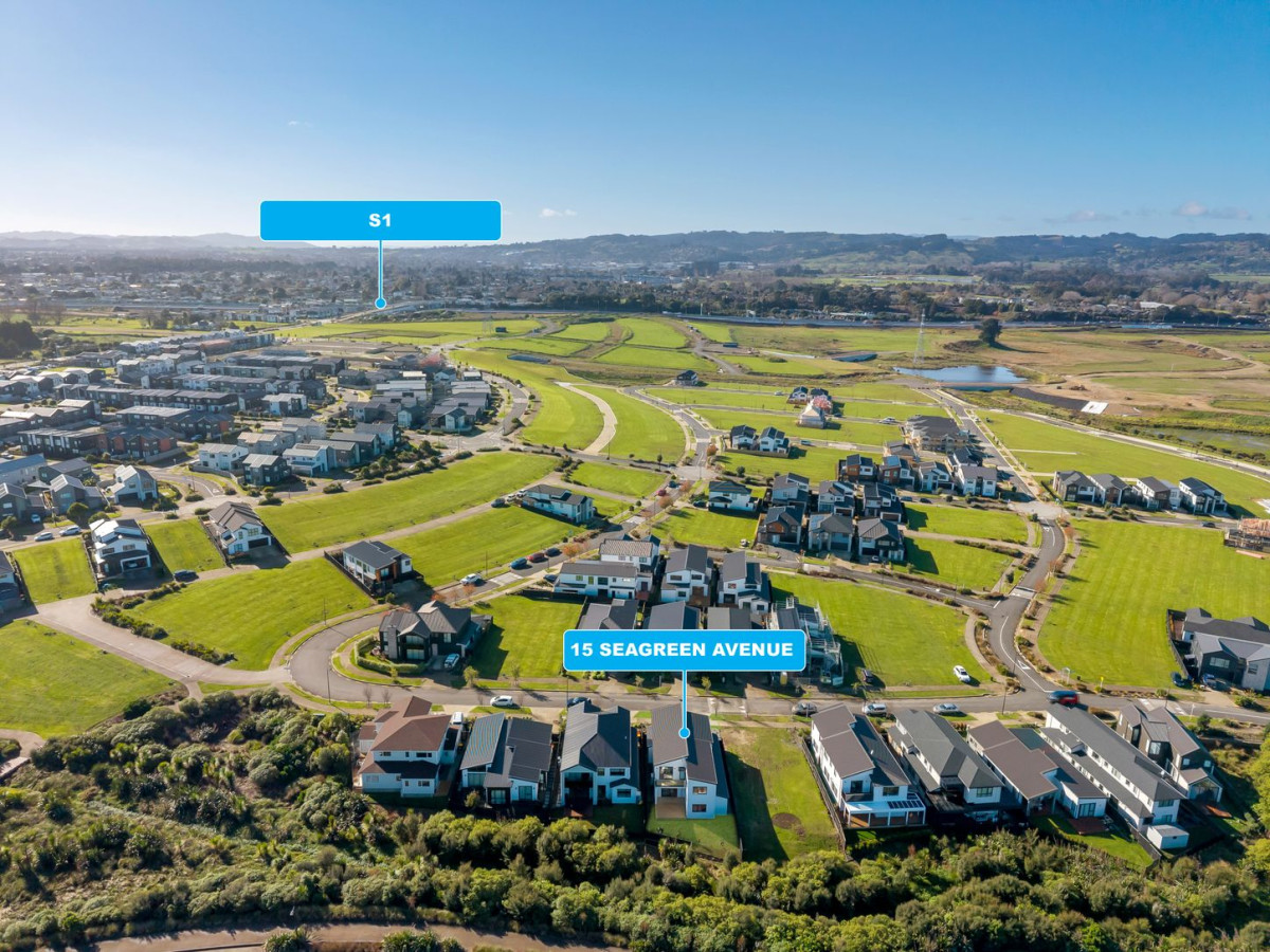 411m2 section backing onto reserve, 2 kitchens, 320m2 Brandnew 6 beds (4 ensuites) + study 5.5 baths house, double garage, 2 beds granny, 15 Seagreen Avenue, Karaka, Auckland