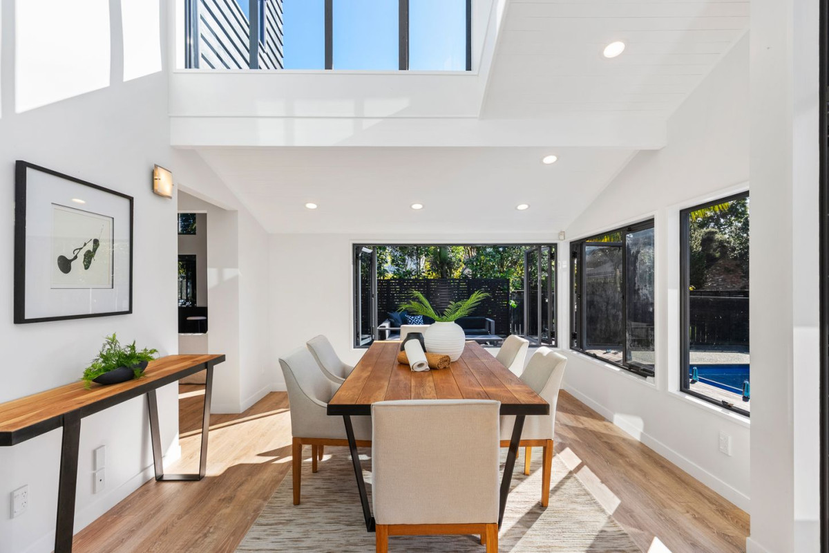 Overseas vendors committed to sell, 1420m2 section, Over 400m2 5 beds 3.5 baths, double garage, swimming pool, Striking cedar architectural home offering resort-style family living, moments from Wainoni Park and local amenities, 6 Birchwood Grove, Greenhithe, Auckland