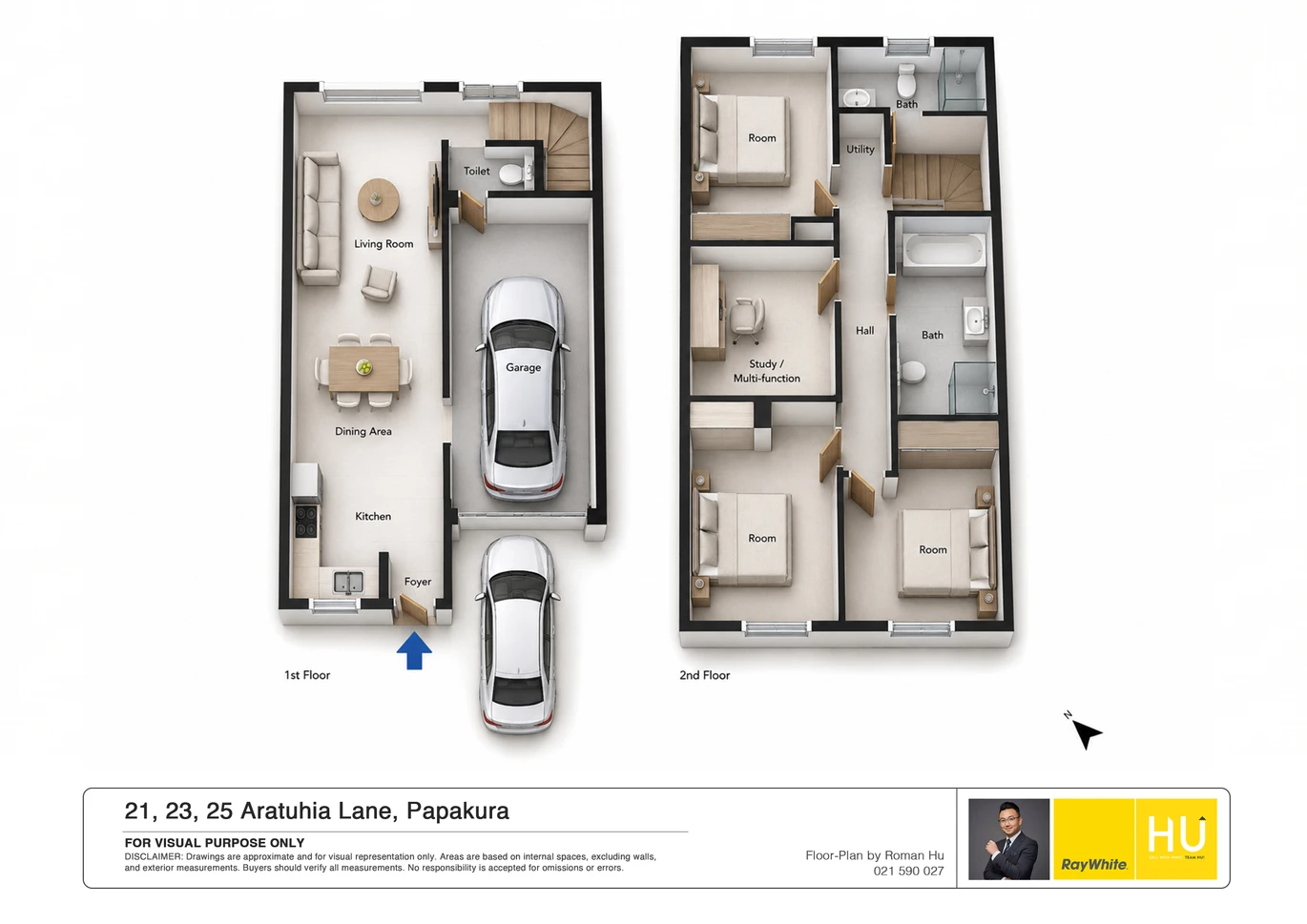 Brandnew 3 double bedrooms plus a dedicated home office/study 2.5 baths home with garage, zoned for Mangapikopiko School with elite ACG Strathallan just a short drive away. close to shops, motorway access, 25 Aratuhia Lane Rosehill, Auckland