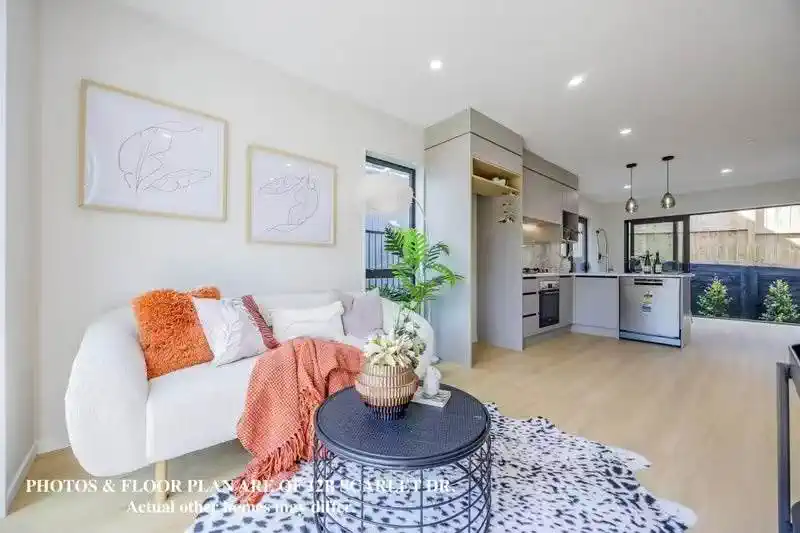 Brandnew freehold 3 beds 2.5 bath Duplex home with garage, Move-in ready, close to schools, parks, shops, 0.5 km to Birdwood School, 1.6 km to Waitakere College, 1.8 km to Massey High School, 12A Scarlet Drive, Ranui, Auckland