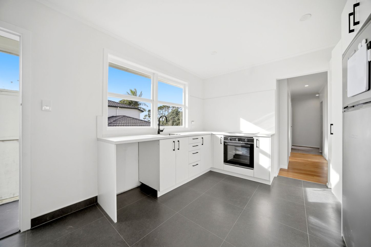 Owners Have Bought! Ready To go, 519m2 section, Fully renovated 3 beds 1 bath house with garage plus additional storage room downstairs, New timber flooring and carpet, Fresh interior and exterior paint, New kitchen with new appliances (range hood will be included which is not showing in the photos ), newly built front deck, easy access to local shops, cafes, schools, parks, 6 Crystal Avenue, Glendene, Auckland