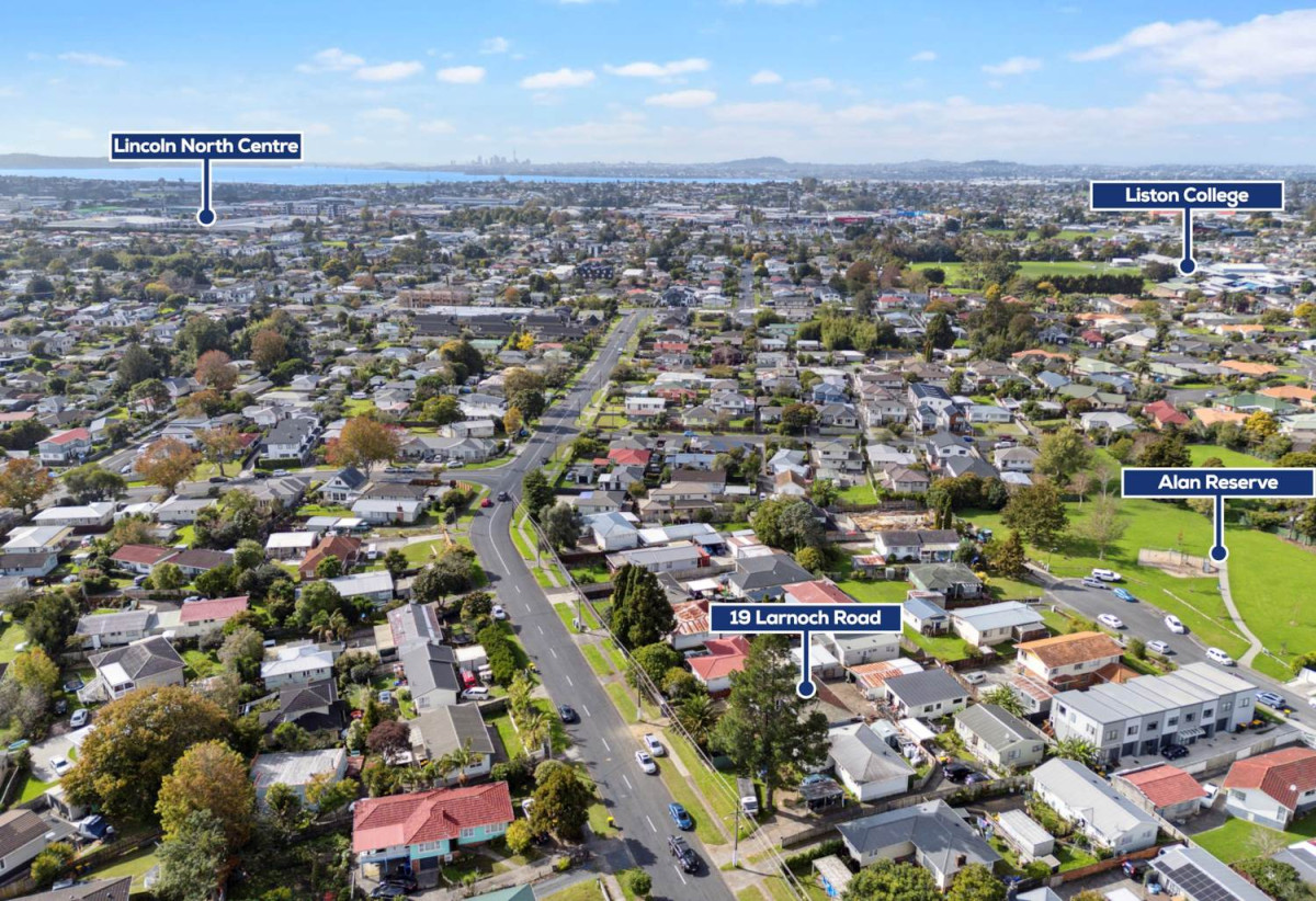 812m2 section, a 3-bedroom home at the front and a separate 2-bedroom minor dwelling at the rear requiring completion (CCC refused as noted on the LIM Report). close to shools, shops, and Sturges Road Train Station, 0.6 km to Waitakere College, 0.9 km to Pomaria Road School, 1.1 km to v and Henderson North School, 19 Larnoch Road, Henderson, Auckland
