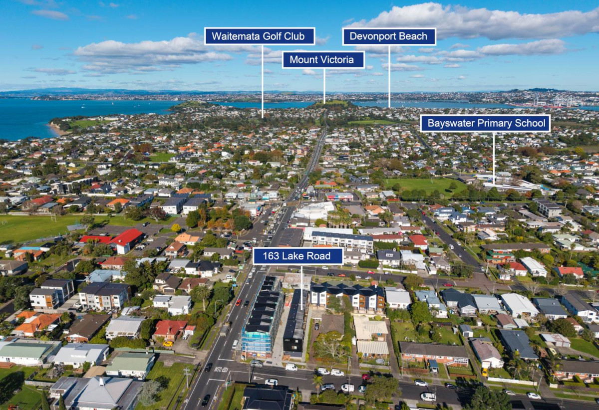 Brandnew 3 beds 3 baths home with garage, 1 bed 1 bath ground floor, positioned between Devonport Village and Takapuna, close to schools, shops, easy motorway access, 0.2 km to Belmont School (Auckland), 0.3 km to Belmont Intermediate, 0.7 km to Takapuna Grammar School, Lot 13/163-165 Lake Road, Belmont, Auckland