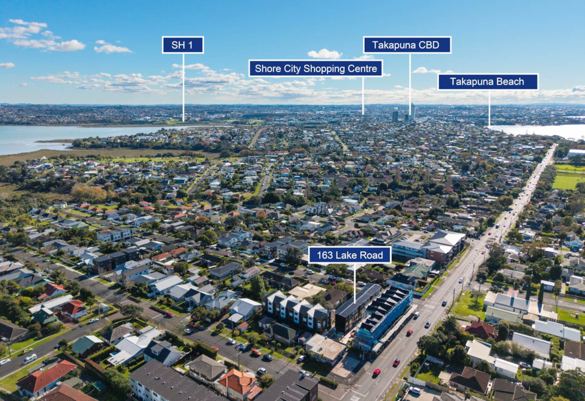 Brandnew 3 beds 3 baths home with garage, 1 bed 1 bath ground floor, positioned between Devonport Village and Takapuna, close to schools, shops, easy motorway access, 0.2 km to Belmont School (Auckland), 0.3 km to Belmont Intermediate, 0.7 km to Takapuna Grammar School, Lot 11/163-165 Lake Road, Belmont, Auckland