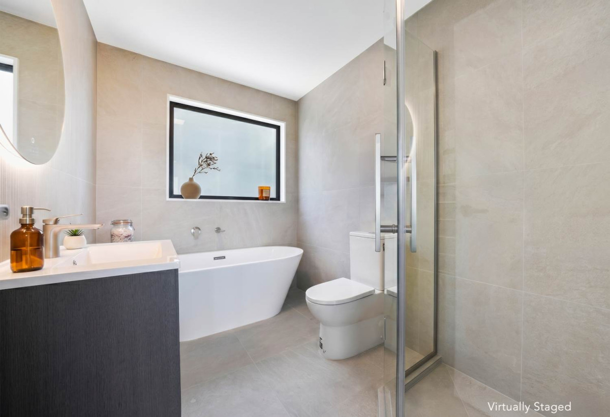 Brandnew 3 beds 3 baths home with garage, 1 bed 1 bath ground floor, positioned between Devonport Village and Takapuna, close to schools, shops, easy motorway access, 0.2 km to Belmont School (Auckland), 0.3 km to Belmont Intermediate, 0.7 km to Takapuna Grammar School, Lot 12/163-165 Lake Road, Belmont, Auckland